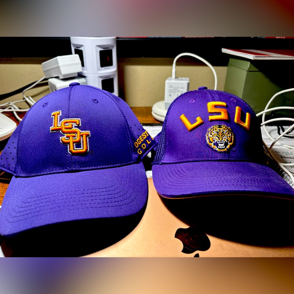 LSU hat bundle of Nike Legacy 91 cap and Bridgestone Golf cap